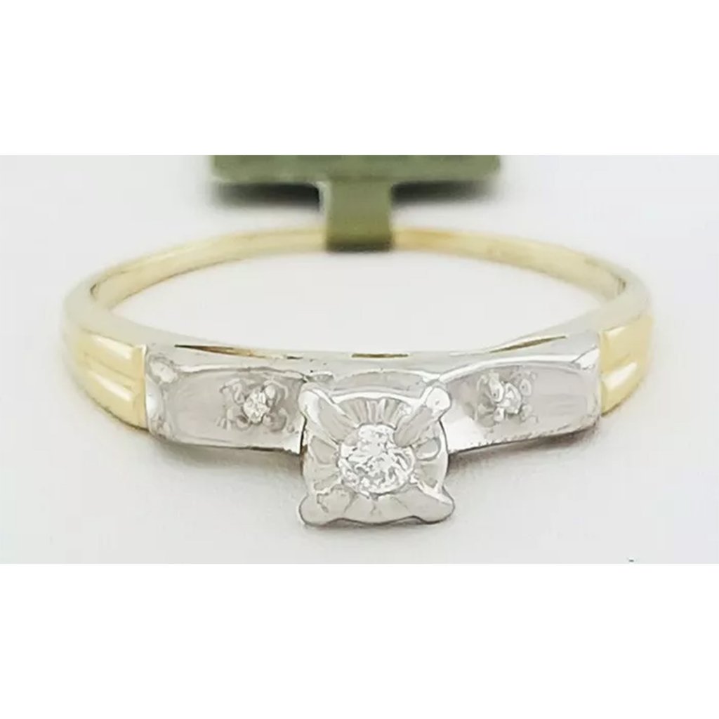 Genuine Diamond Engagement Ring 10k Yellow Gold
